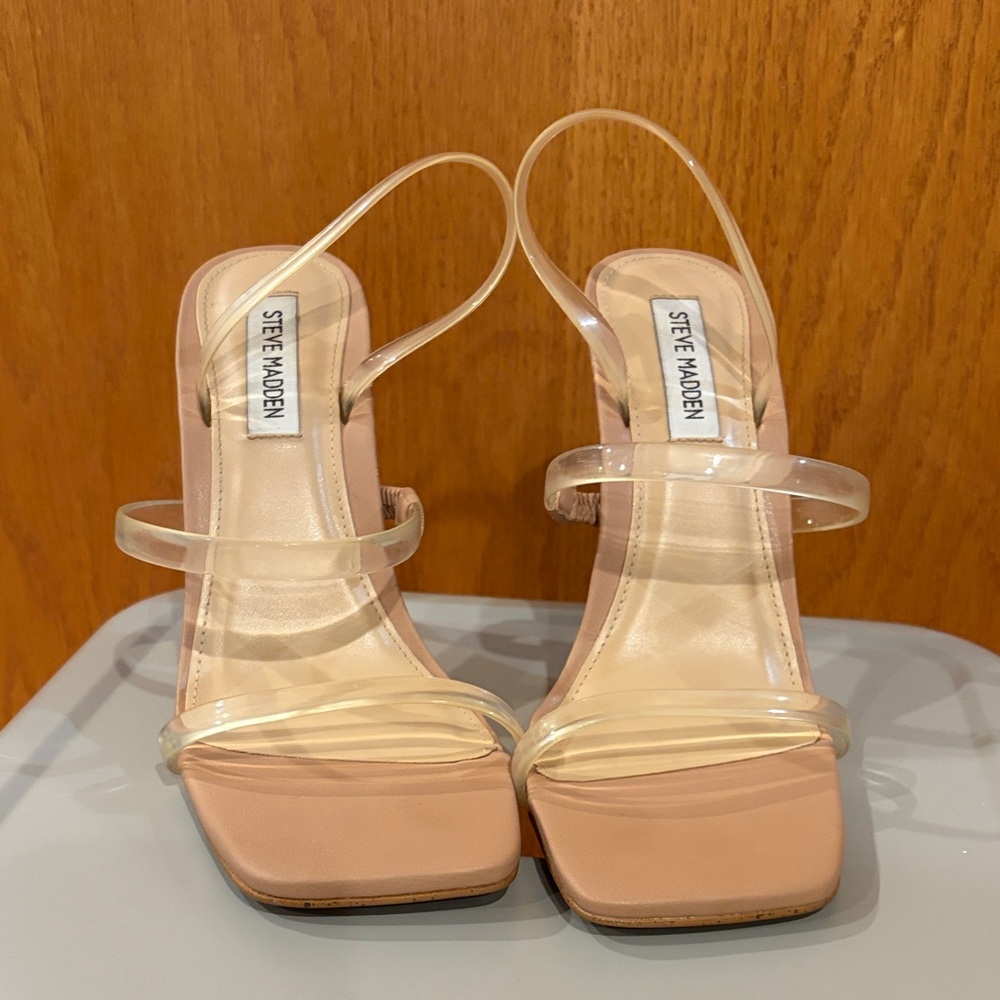 Steve Madden Clear Strap Nude Heels